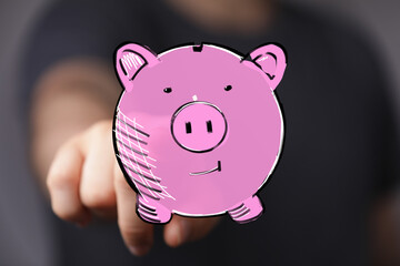 Digital illustration of a piggy bank, symbolizing saving money, financial planning, and wealth.