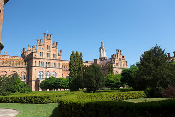 Ukraine, Chernivtsi, Metropolitan Residence on a sunny spring day