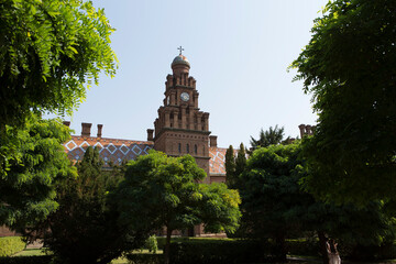 Ukraine, Chernivtsi, Metropolitan Residence on a sunny spring day