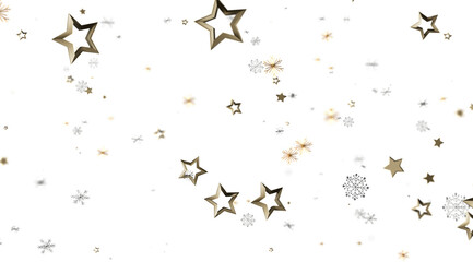 Elegant gold stars and snowflakes on white. Perfect for holidays, celebrations, and winter themes.