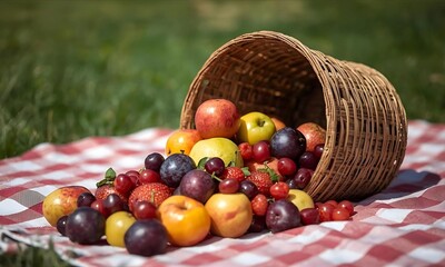 Exotic Fruits on Bamboo Mat Background