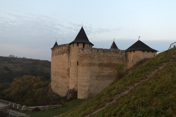 Ukraine, Chernivtsi Oblast, Khotyn Fortress on a sunny spring day