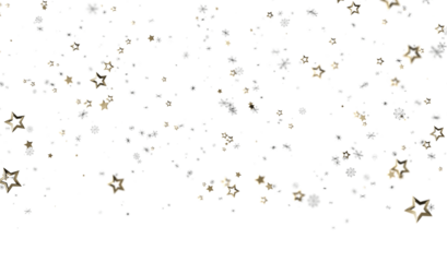 Magical winter scene with gold stars and snowflakes. Perfect for holiday designs.