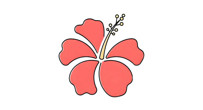 Minimalist red hibiscus flower vector illustration, a simple tropical bloom symbol or logo design, showcasing elegance and flat aesthetic for summer, vacation, or nature themes - Powered by Adobe