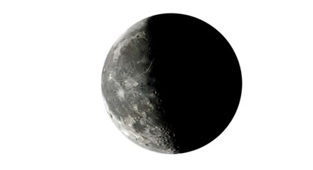 Detailed view of the Moon's surface in darkness