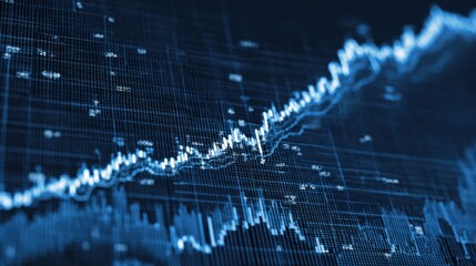 glowing blue financial data chart