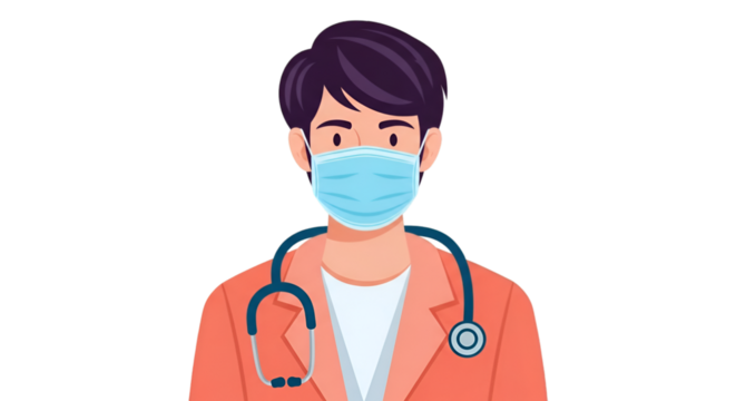Doctor Wearing a Face Mask with Stethoscope