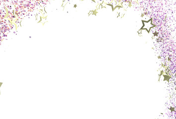 Sparkling gold stars and purple glitter create a festive border. Perfect for invitations, cards, and celebrations.