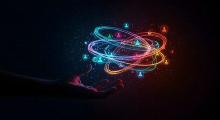 Abstract Network of People Connections Held in Hand