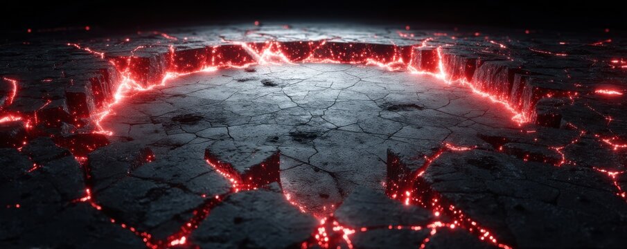 Cracked terrain glowing with vibrant lava in a dramatic low-poly style