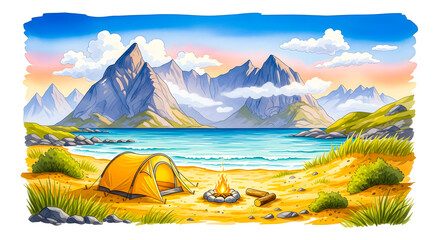 Camping by the Lake at Sunset A Serene Mountain Escape