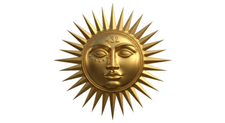 Golden Sun Face with Rays and Number 432