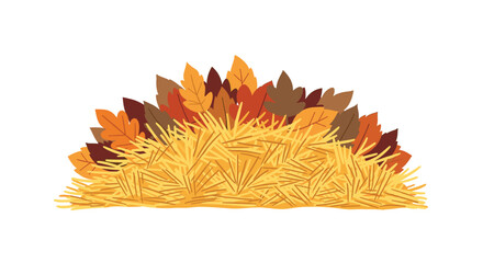 Autumn Hay Bale with Colorful Leaves: A Rustic and Decorative Vector Illustration for Fall Harvest and Thanksgiving Season Design Projects and Backgrounds