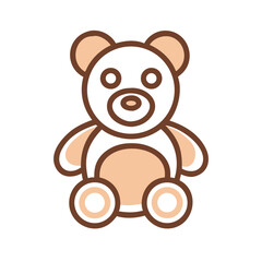 Vector art of cute cartoon teddy bear illustration, simple and adorable toy for children, graphic design element