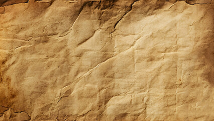 Brown crumpled paper texture. Abstract old brown paper as vintage wallpaper backdrop. 