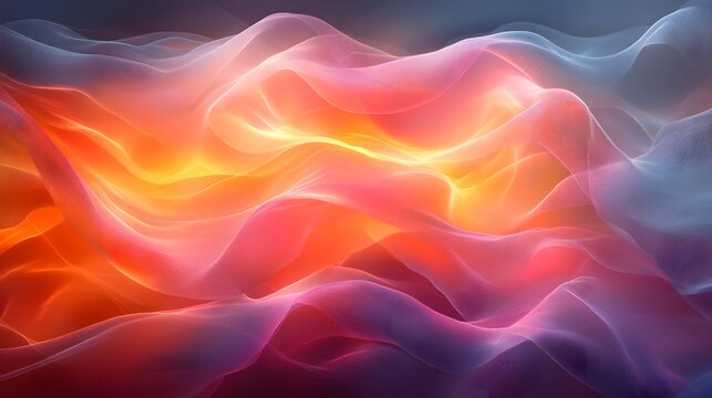 Dynamic abstract background featuring textured wave-like forms in warm orange, yellow, red, and cool blue hues. Creates movement and depth for modern designs. Abstract Background Trend