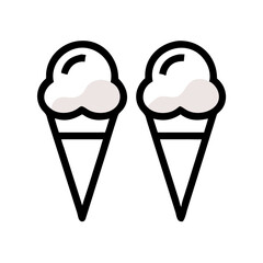 Vector art of two scoops of vanilla ice cream in waffle cones