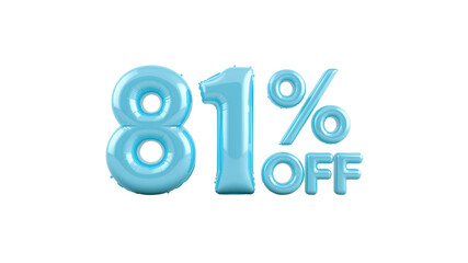 81% Off Sale - Light Blue Balloon Numbers Discount Graphic
