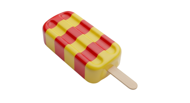 Red and Yellow Striped Ice Pop on Black Background