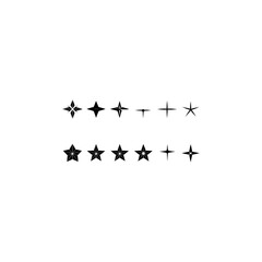 Abstract geometric star shapes collection. Vector set of different brutal minimalistic black design elements.