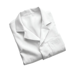 Crisp white lab coat folded neatly Symbolic attire for science medicine & academic pursuits displayed on a dark solid background