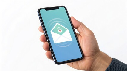 Hand Holding Smartphone with Privacy Alert Notification Icon