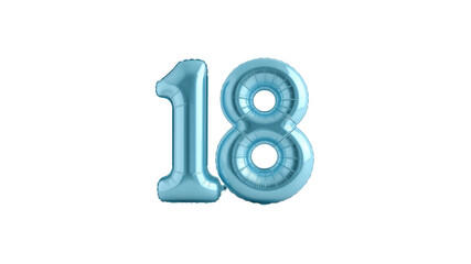 Light Blue Number Eighteen 18 Foil Balloons for 18th Birthday Party Decorations