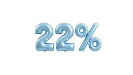Light Blue Balloon Number Twenty-Two Percent Sign - 22% Discount Sale Promotion