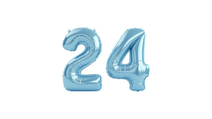 Light Blue Number 24 Foil Balloons for Birthday, Anniversary, or Celebration