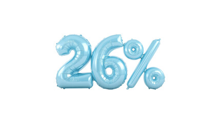 Light Blue Balloon Number 26 Percent Sign - Sale, Discount, Promotion