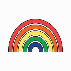 Obraz premium Simple cartoon rainbow with bold red orange yellow green blue arches