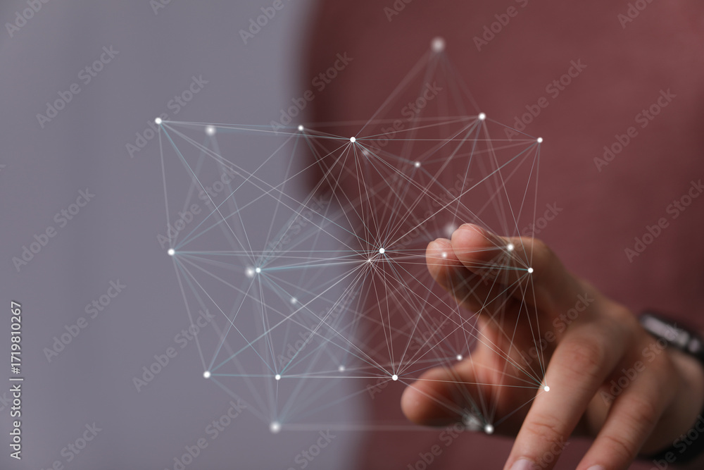Aufkleber abstract image of a hand interacting with a digital network. perfect for technology, connection, and