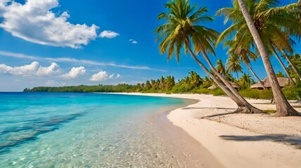 tropical beach with palm trees