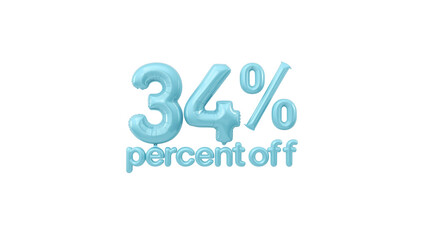34% Off Sale - Light Blue Balloon Numbers Discount Promotion