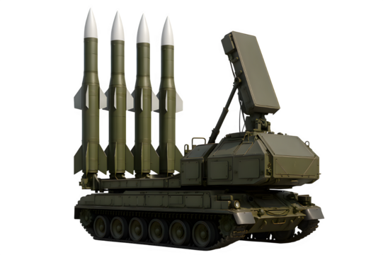 Modern Surface-to-Air Missile Launcher with Multiple Missiles Transparent PNG