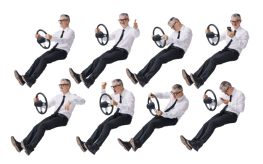 Car Drivers In Various Situations And Emotions