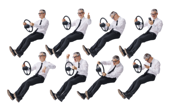 Car Drivers In Various Situations And Emotions