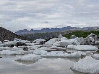 Svínafellsjoekull glacier and lake in Iceland