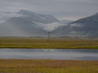 mountains and lake in Iceland