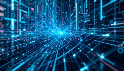 Obraz premium Immerse yourself in the vibrant, futuristic world of glowing technology, perfect for showcasing innovation, connectivity, and cutting-edge digital solutions