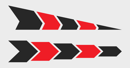 Set of side car decal design with arrow style. Minimalist car side graphic design. Car decal and sticker. Automotive decoration. Racing design template.
