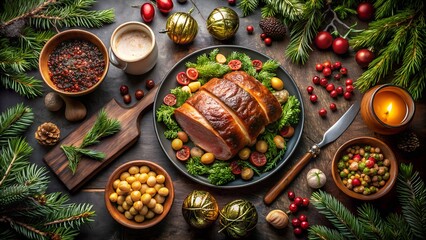 Fototapeta premium christmas decoration with candles