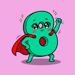 Cute Superhero Number 8 Character Vector Illustration