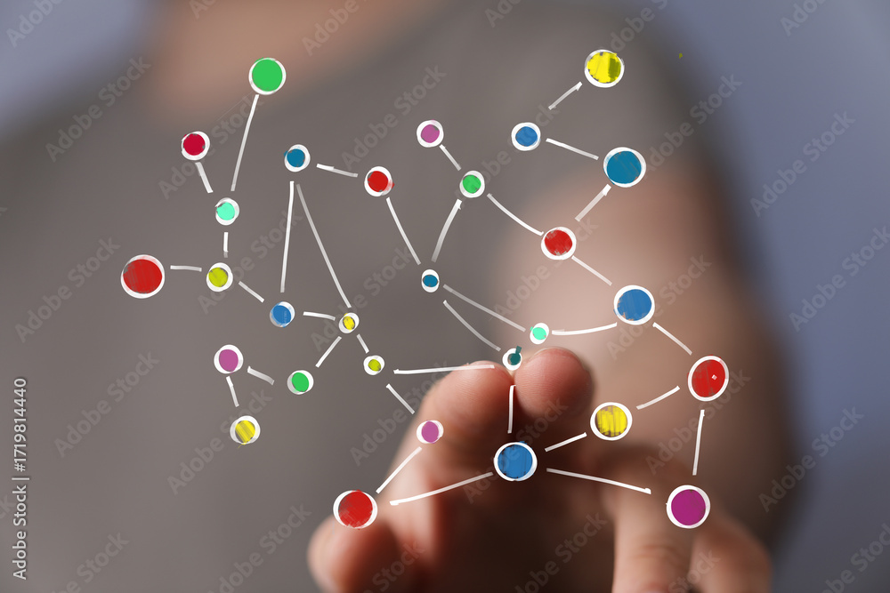 Poster abstract image of a network connection, ideal for technology, communication, and global concepts.