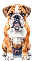 Fototapeta premium Portrait of a seated Bulldog