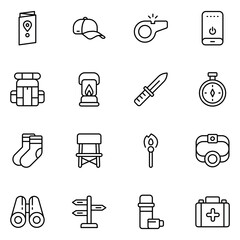 Essential Outdoor Gear Icons for Camping and Hiking