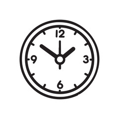 A black and white vector illustration of a classic clock.