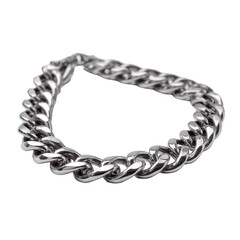 Obraz premium Silver chain bracelet displayed on a white background highlighting its detailed craftsmanship and shine