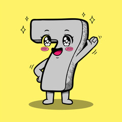 Cute Waving Number 7 Character Vector Illustration