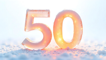 50 number made of ice isolated on white background